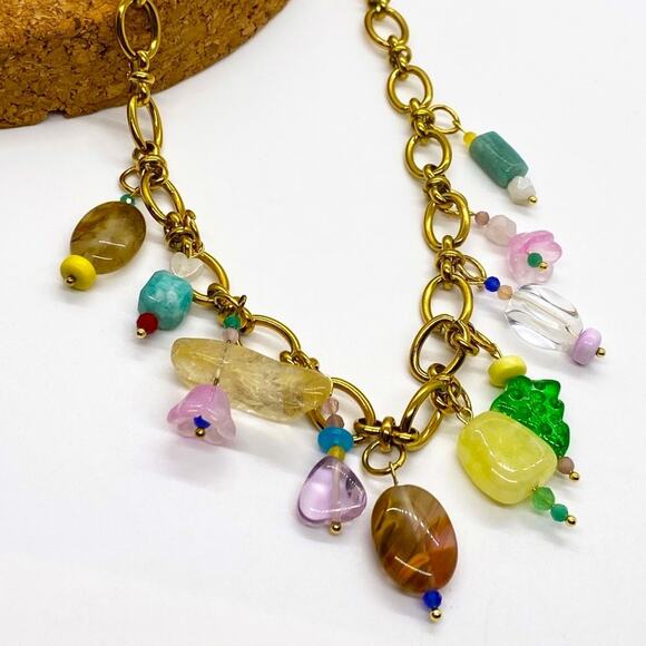 NEW Funky Glass Chunky Charm Necklace - Picture 4 of 16